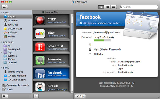 1Password interface 1Password